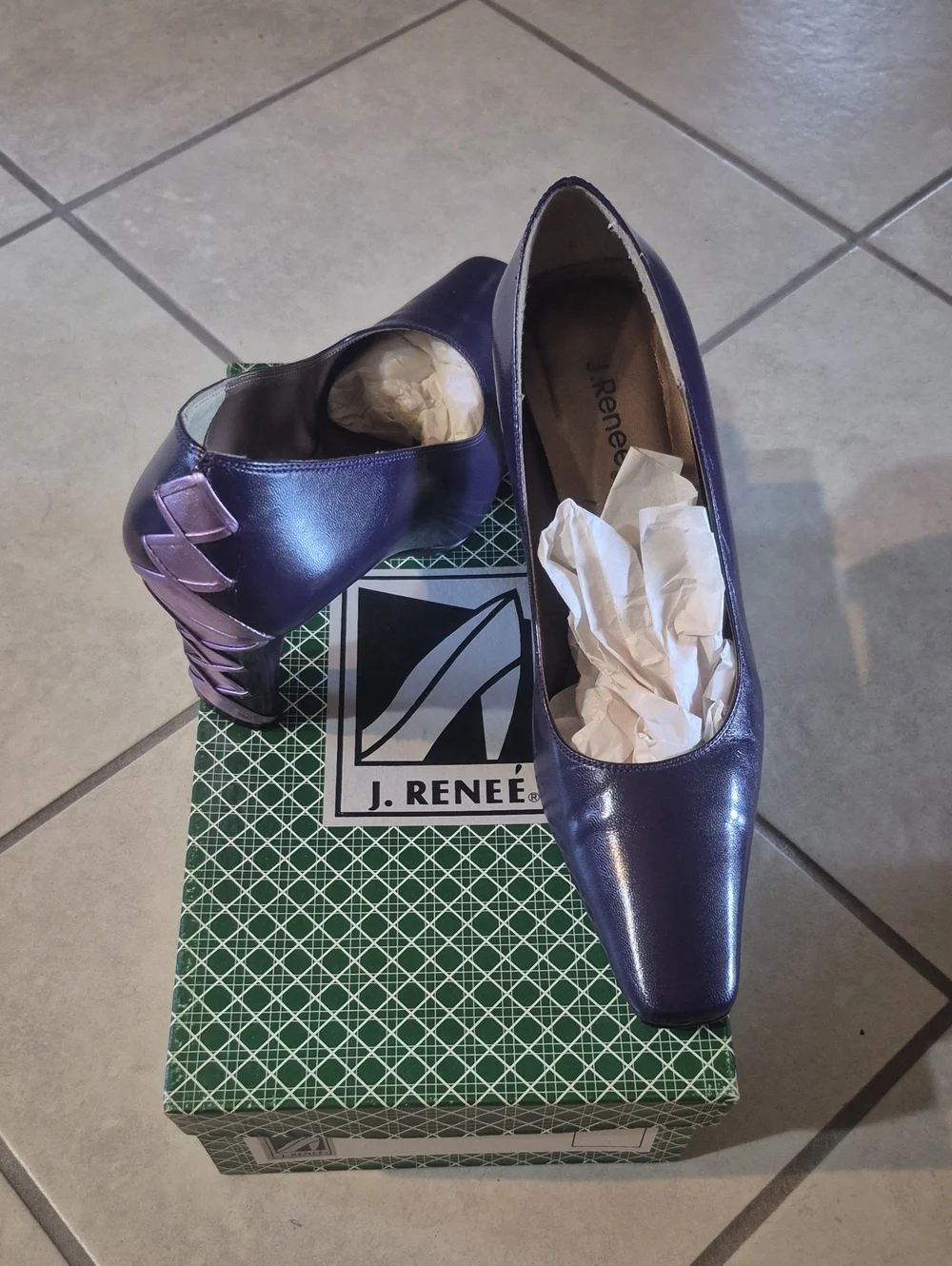 J.Renee Women's Shimmery Purple Square-Toe Pumps